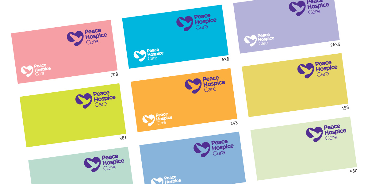 Peter Magnus Design - Watford brand designers, Peace Hospice Care brand colour options