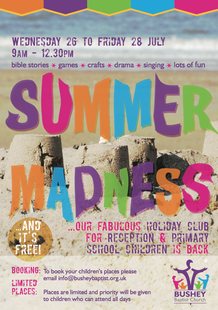 Bushey Baptist Church – children’s summer event poster