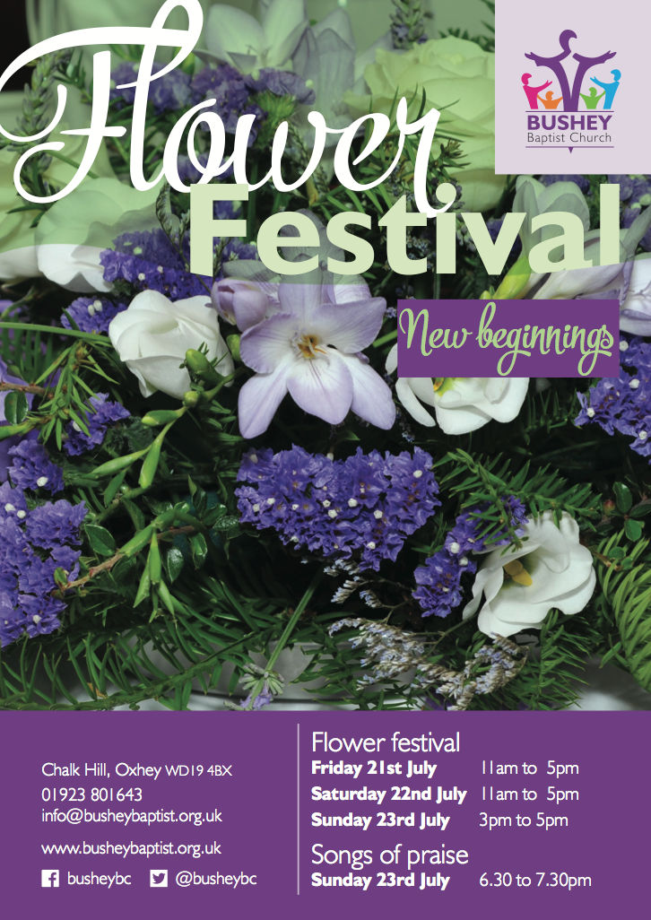 Bushey Baptist Church – flower festival poster