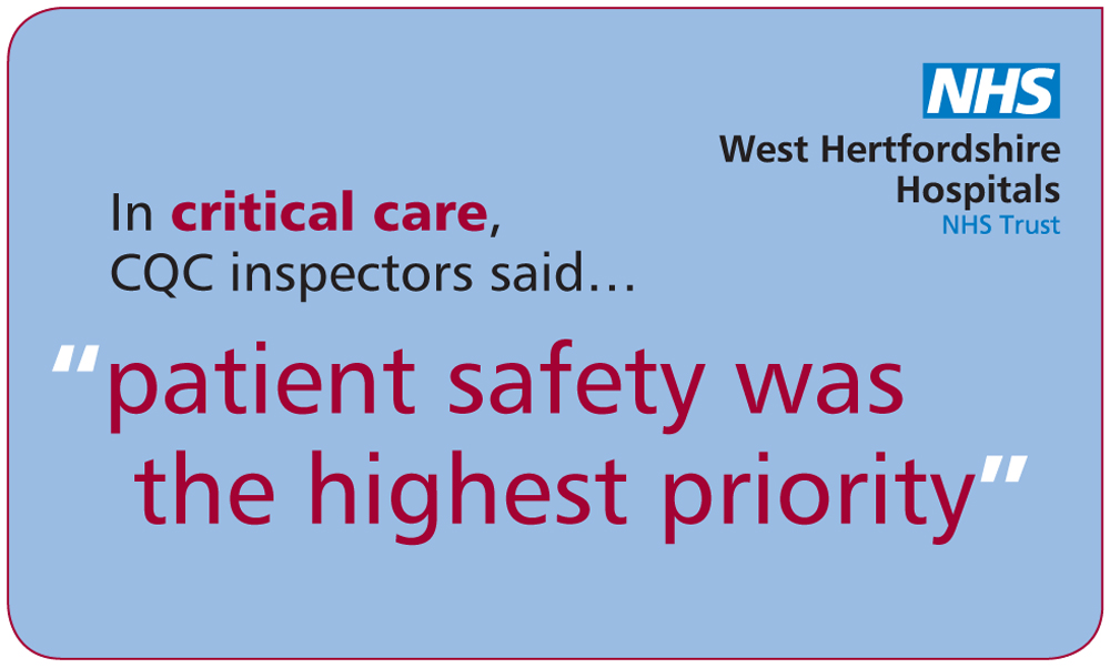 WHHT CQC improvement graphic, Watford General Hospital, design by Peter Magnus Design