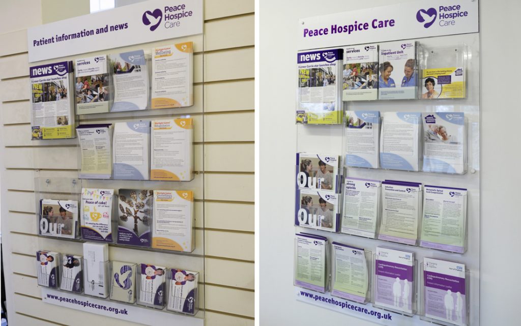 Peace Hospice Care information leaflet holders