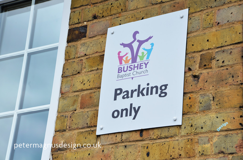 Church building signs Bushey, Herts