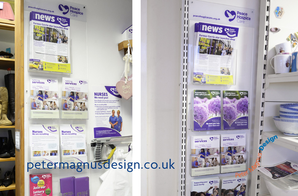 Leaflet holders for charities – Peace Hospice Care, Watford