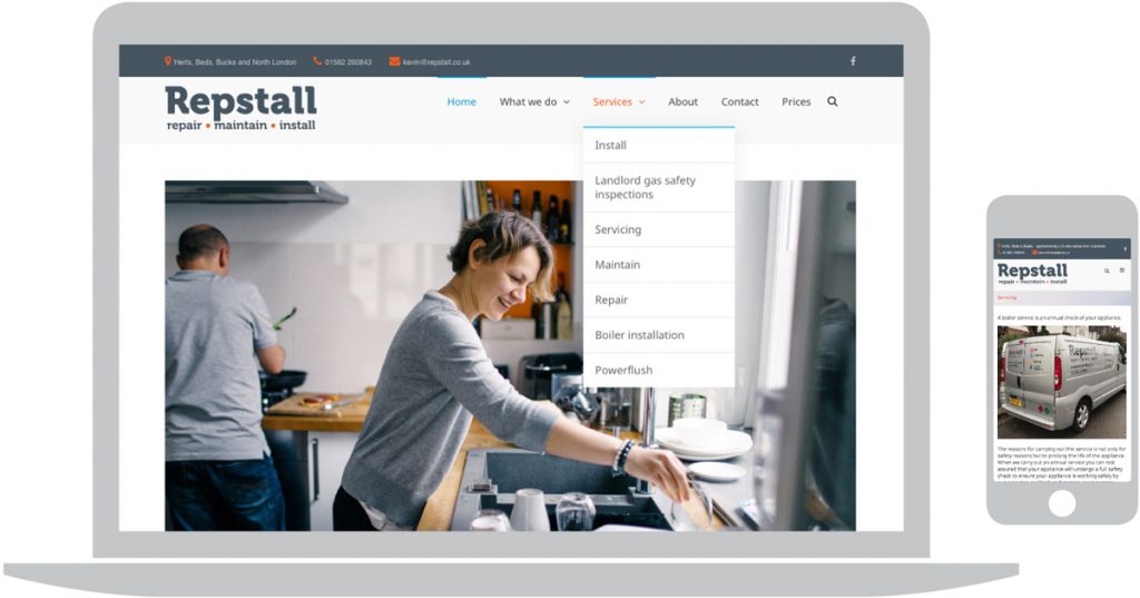 Website design for business start-up, Repstall Ltd in Dunstable