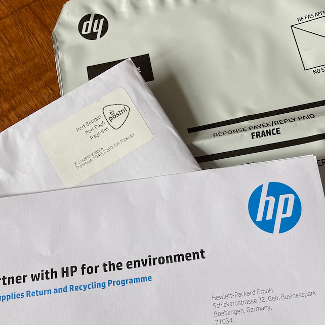 Thank you HP for the recycling inkjet cartridge envelopes.
