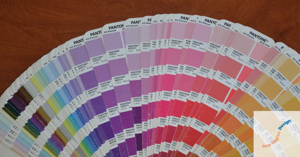 Pantone is a colour system which graphic designers can use to give an accurate example of how colours will look when they are printed. Peter Magnus Design